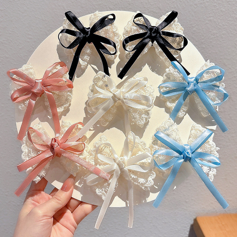 Lace Ribbon Trim - 2 adet zarif dantel yay tokalar