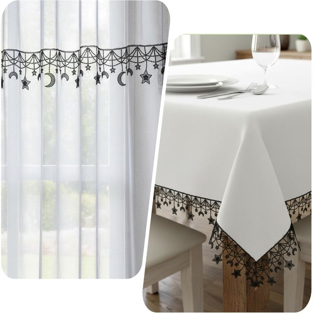 Lace Ribbon Trim - Dikiş Malzemeleri Siyah Beyaz Dantel Şerit