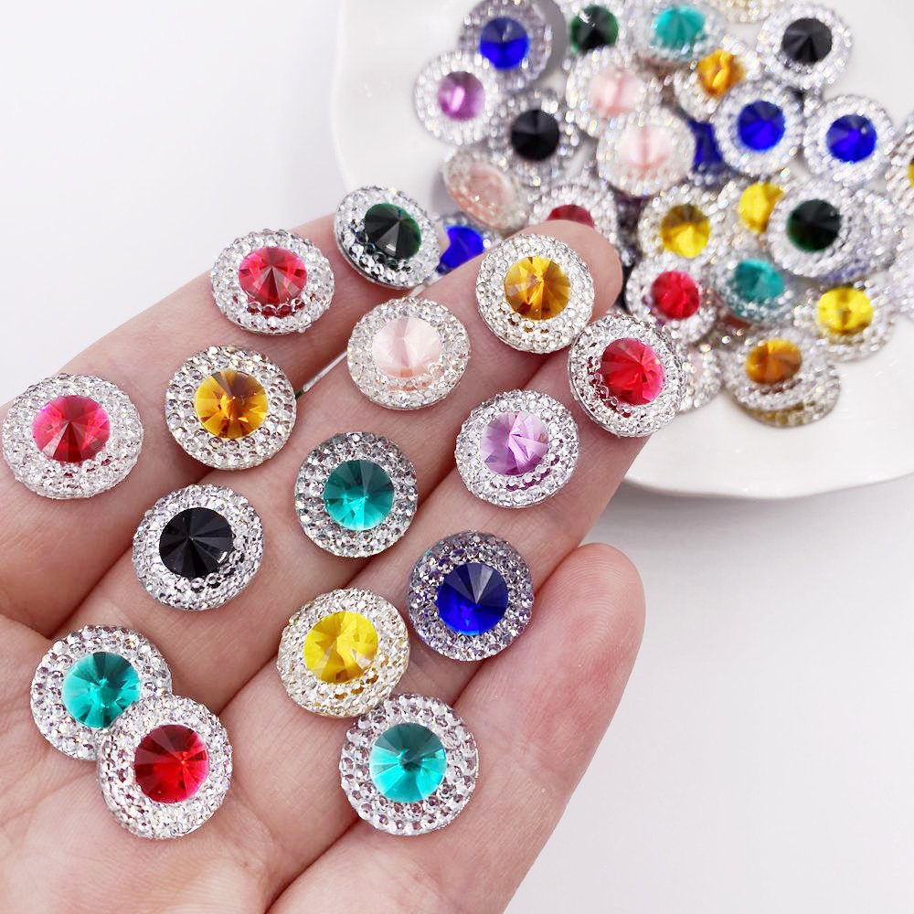 Embellishment Glue Craft - Reçine 10/12/16mm Çift Renkli Dışbükey kristal