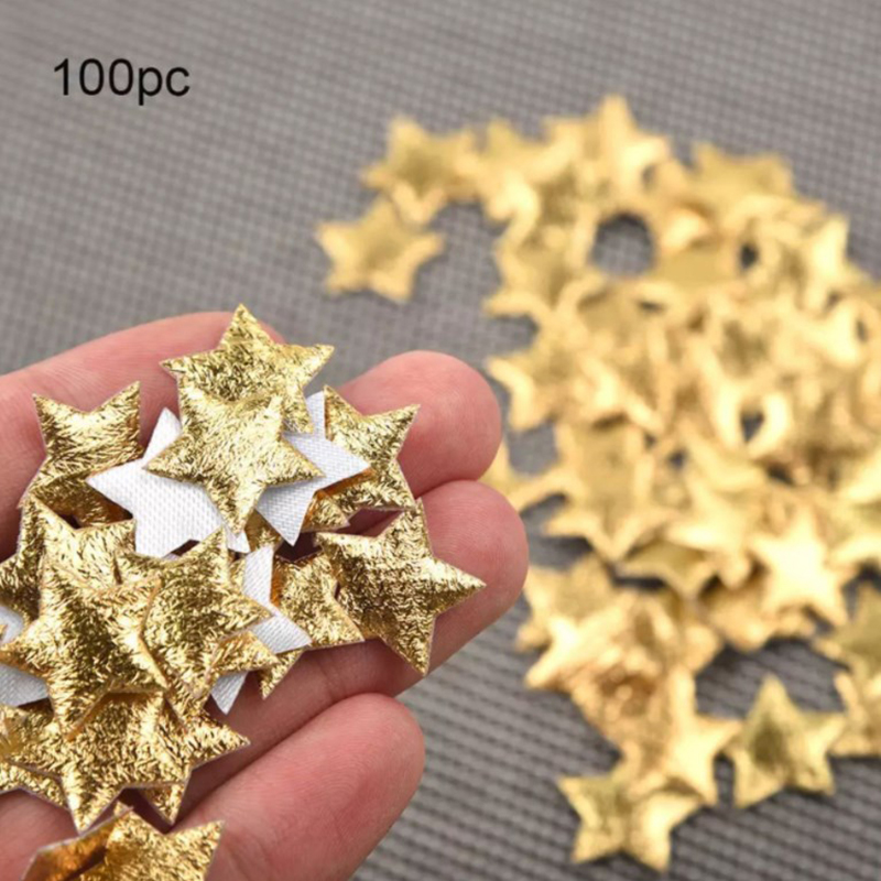 Embellishments For Scrapbooking - 100 adet altın/gümüş yıldız noel partisi