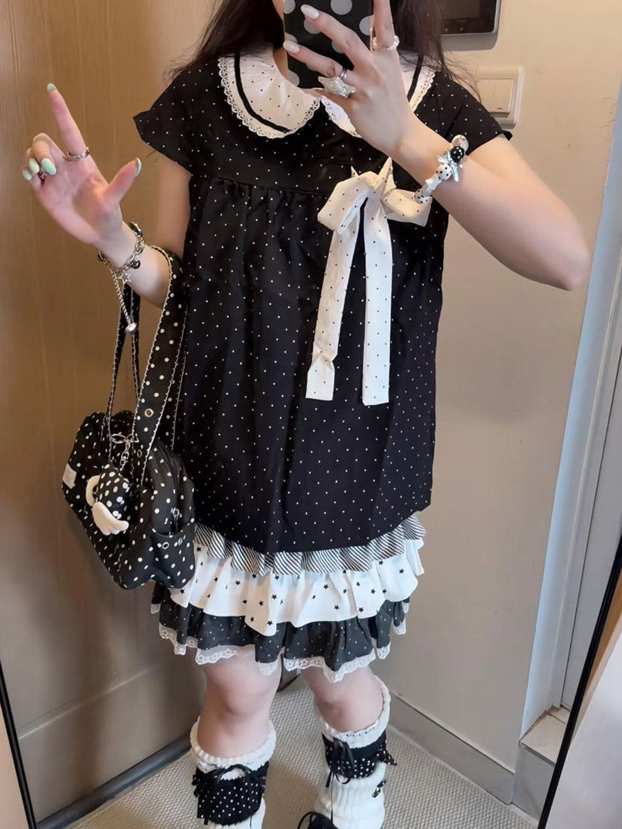 Y2K Kawaii Japon Puantiyeli 2  - Lace Ribbon Trim incelemesi ve fiyatı